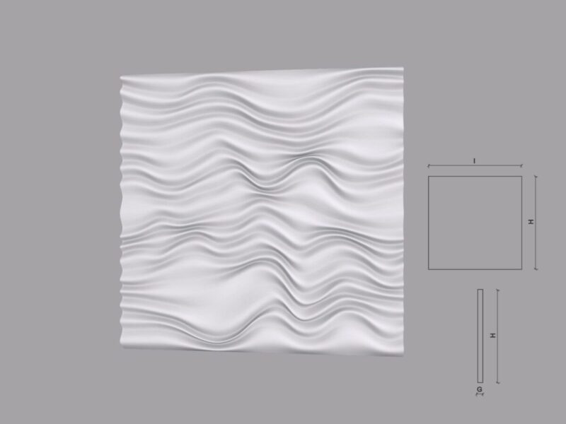 Panou decorativ 3D din poliuretan model RIDA 600x600x10 mm - imagine 2