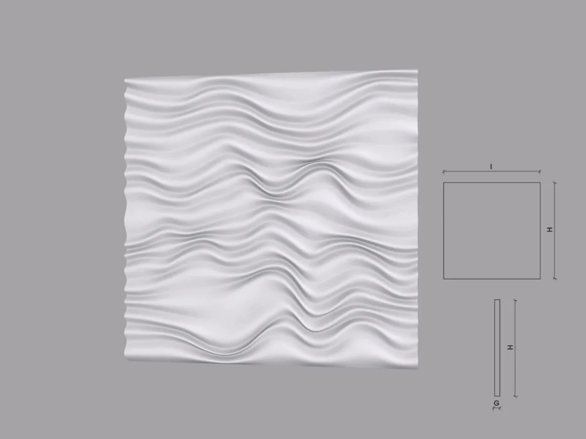 Panou decorativ 3D din poliuretan model RIDA 600x600x10 mm