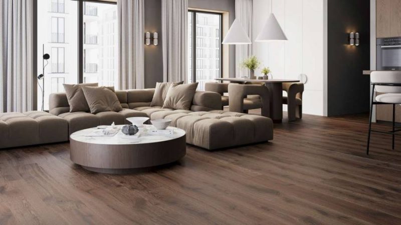 Parchet SPC, stejar maro, 5 mm, Barlinek Coffee Oak Next Step, 228.6x5x1523 mm