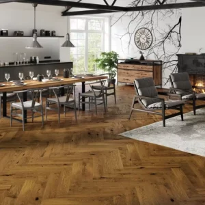 Parchet stejar Barlinek Brown Sugar Herringbone 5G lac mat clasa country 1WC000006 0.725x130x14