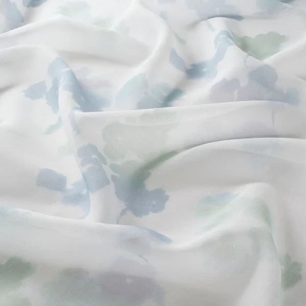 Perdele model floral alb albastru verde din poliester printat Cloud Gardisette latime material 295 cm