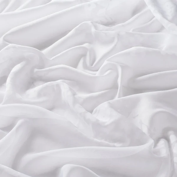 Perdele model floral alb din poliester si vascoza printat Fantasie Gardisette latime material 290 cm