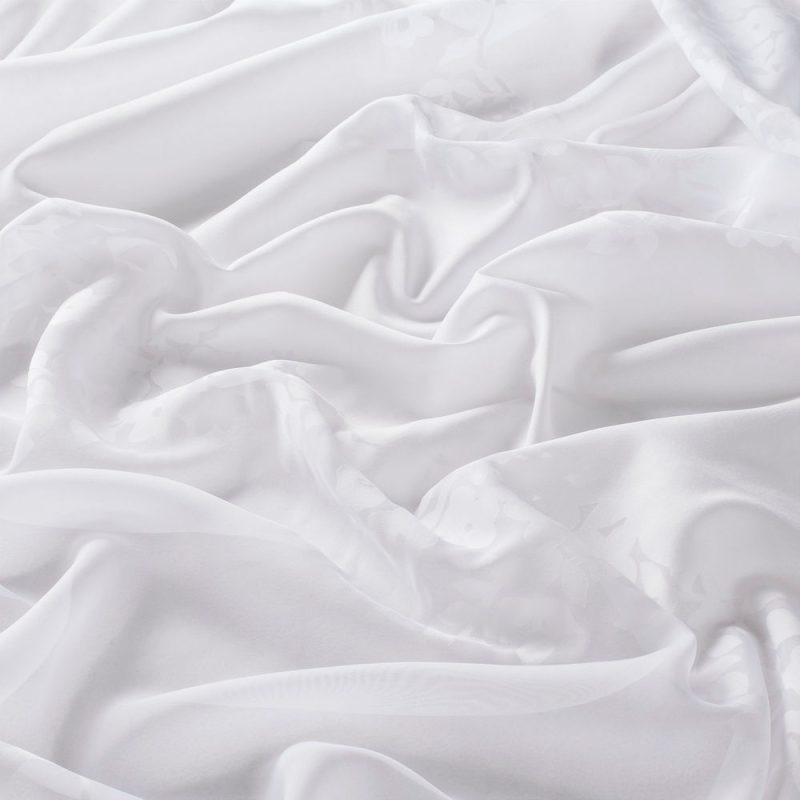 Perdele model floral alb din poliester si vascoza printat Fantasie Gardisette latime material 290 cm