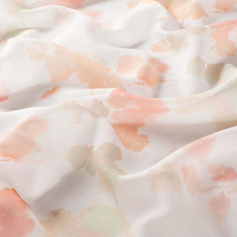 Perdele model floral alb verde orange din poliester printat Cloud Gardisette latime material 295 cm