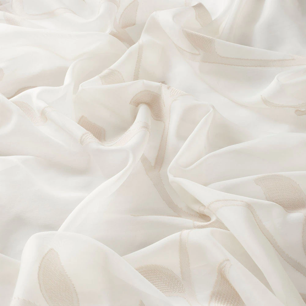 Perdele model floral, crem, poliester, Donna, Gardisette, latime 290 cm