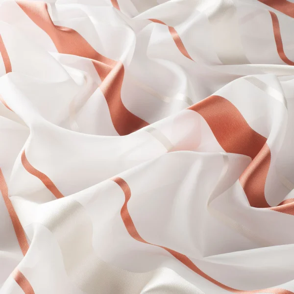 Perdele model in dungi alb argintiu orange din poliester voal Editha Vol.2 Gardisette latime material 280 cm