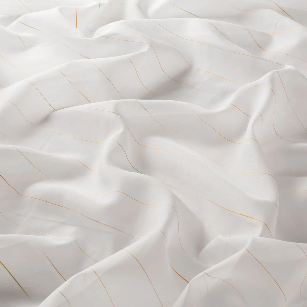 Perdele model in dungi alb auriu din poliester Benito CS Gardisette latime material 300 cm