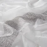 Perdele model in dungi alb gri din poliester brodat Crisscross Gardisette latime material 300 cm