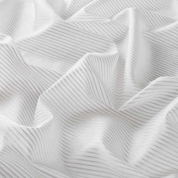 Perdele model in dungi alb gri din poliester voal Gamma Gardisette latime material 300 cm
