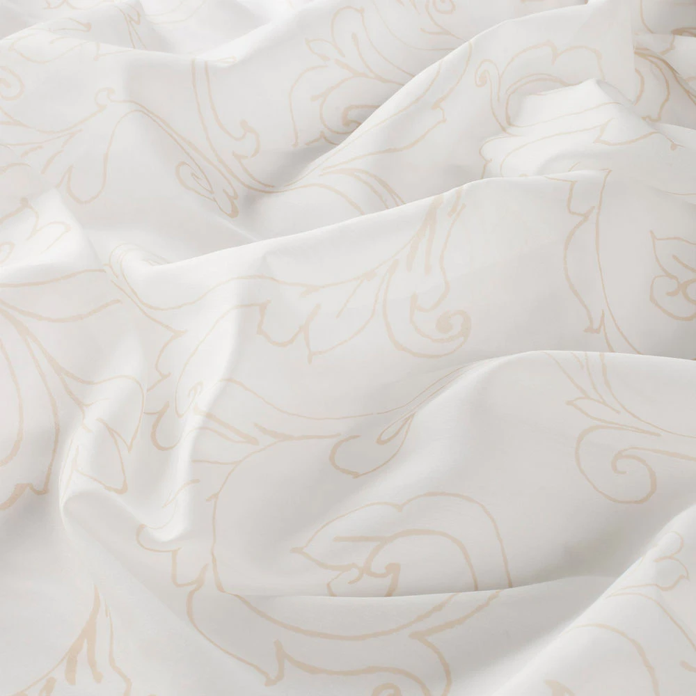 Perdele model ornamental alb bej din poliester printat Athena Gardisette latime material 295 cm