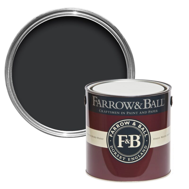 Vopsea neagra lucioasa 95 la suta luciu pentru interior exterior Farrow and Ball Full Gloss Pitch Black No. 256 2.5 Litri - imagine 2