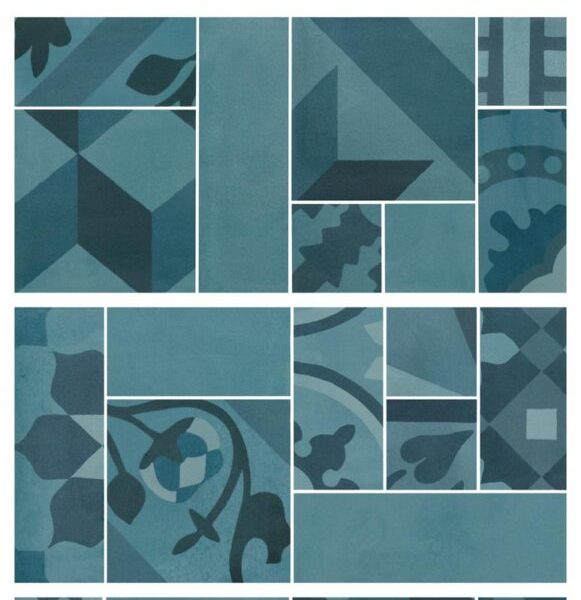 Placa decorativa Marazzi D_Segni Blend Azzurro Mosaico 19X38 cm M8WR