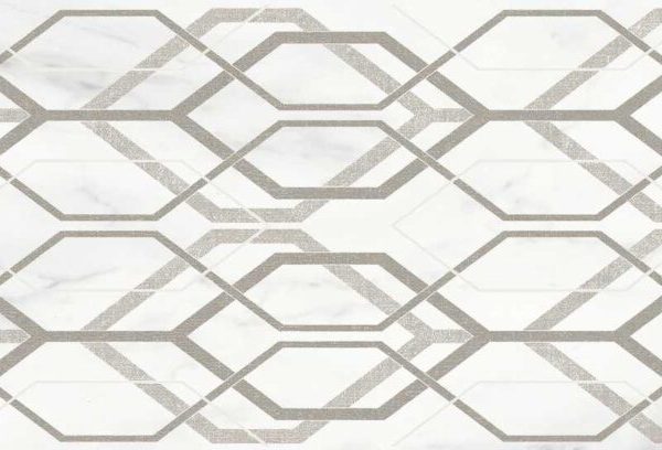 Placa decorativa Marazzi Marbleplay Decoro Net White 30X90 cm Rectificata M4PZ