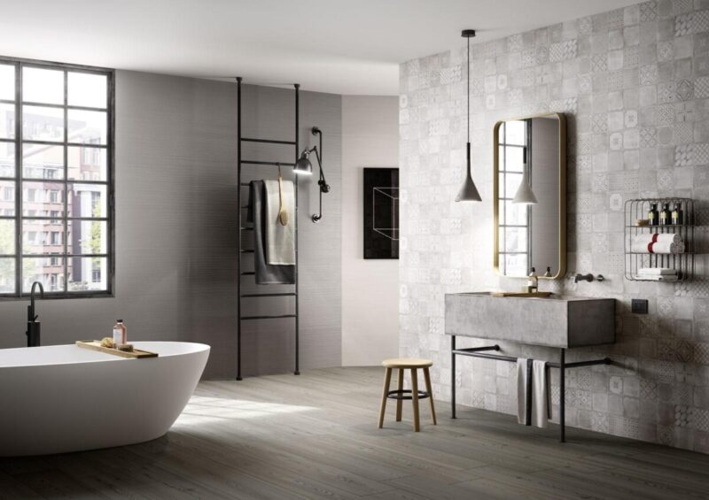 Placa decorativa Marazzi Materika Decoro Cementine Grigio Antracite 40X120 cm MMJY - imagine 3