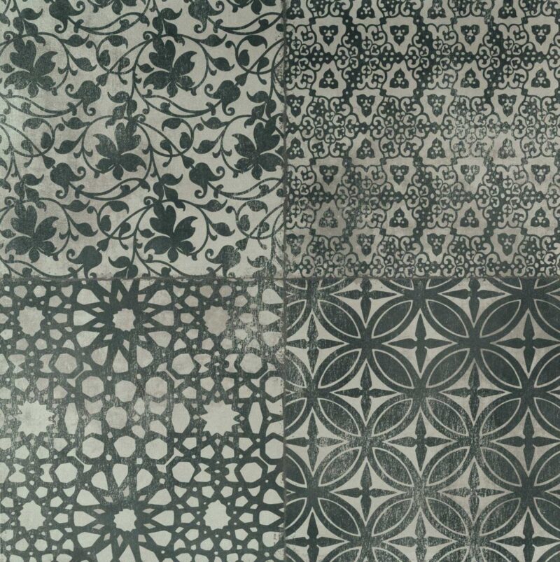Placa decorativa design floral si geometric Marazzi Powder Decoro Liberty Freddo 75x75 cm M003