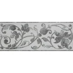 Decor faianță floral argintiu mat, 20×50 cm, Marazzi Stream White Decoro Reverse
