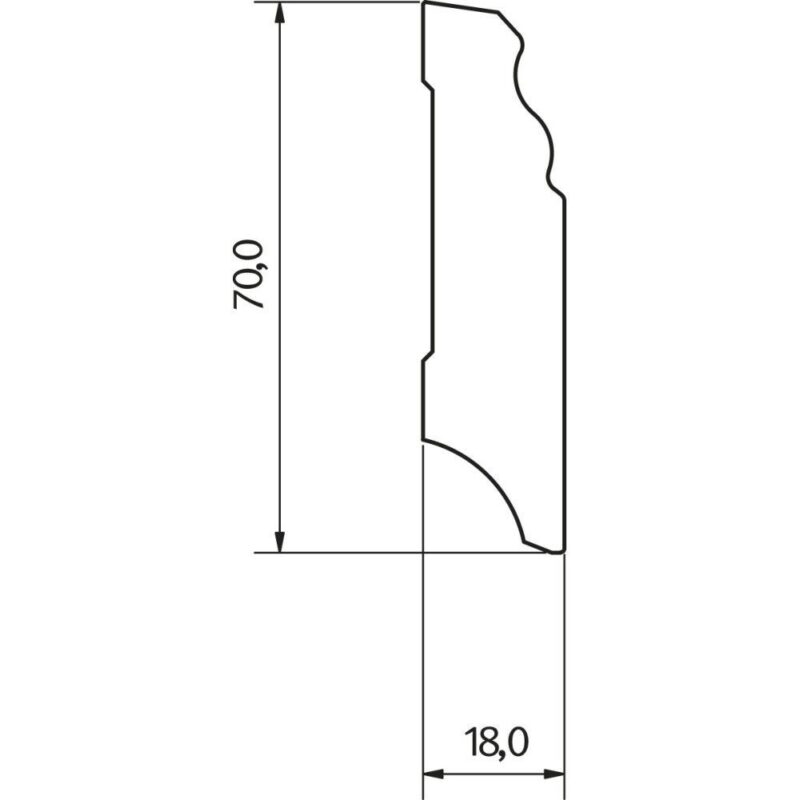 Plinta MDF EGGER alba 1036707 2400 x 18 x 70 mm