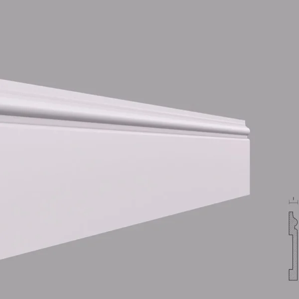Plinta alba din poliuretan, PL01, 16x120x2000 mm