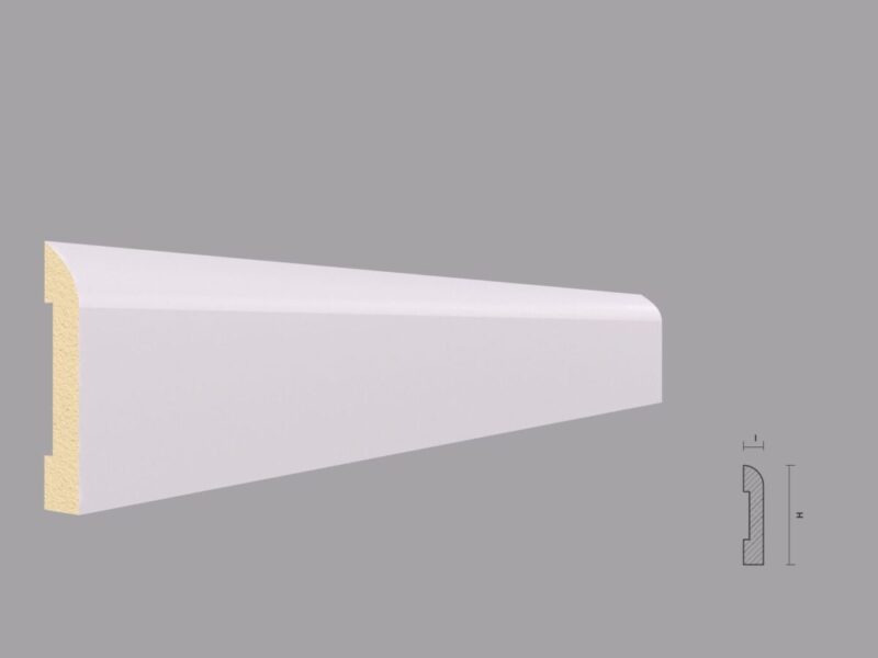 Plintă poliuretan PL08, decorativă, albă, 80x16mm, FDP