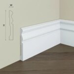 Plintă decorativă polimer rigid Manavi S14, albă, spațiu pentru cabluri, 120x16x2000 mm