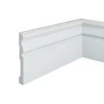 Plintă decorativă polimer rigid Manavi S14, albă, spațiu pentru cabluri, 120x16x2000 mm