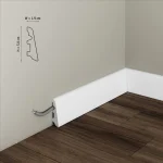 Plintă duropolimer albă cu profil minimalist, Manavi S16, 58x18x2000 mm