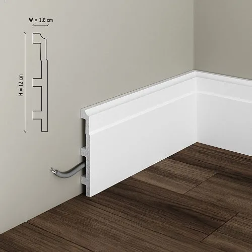 Plintă de podea, polimer rigid Manavi S22, 120x18x2000 mm