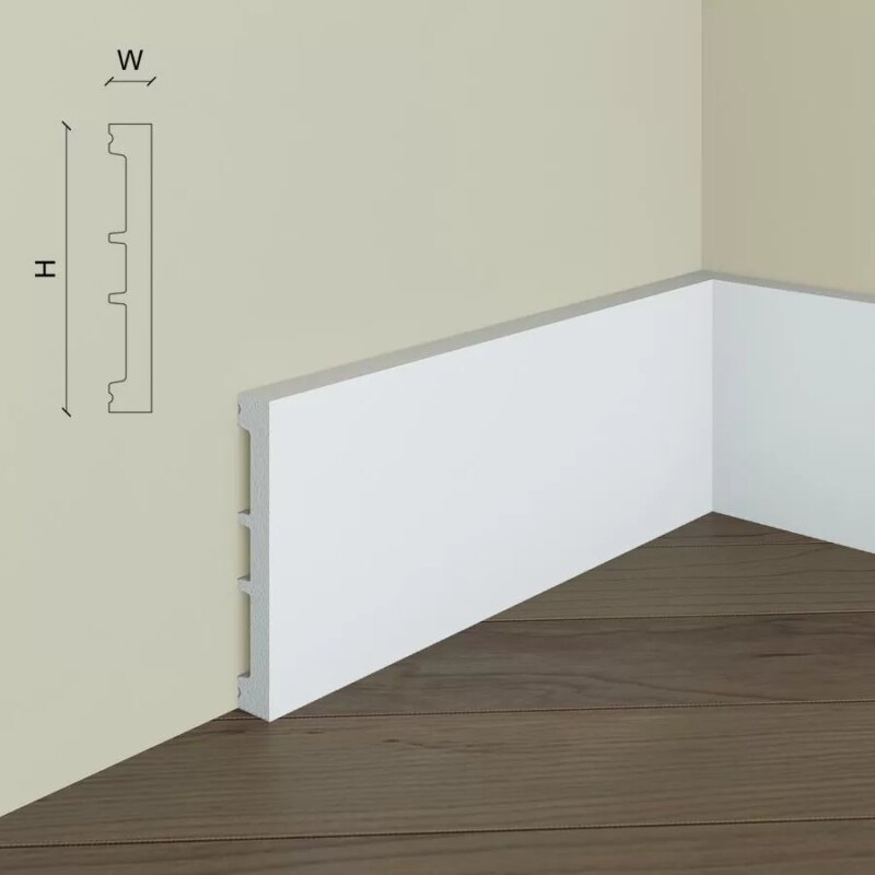 Plinta podea polimer, alba, Manavi S9, 102x16x2000 mm - imagine 3