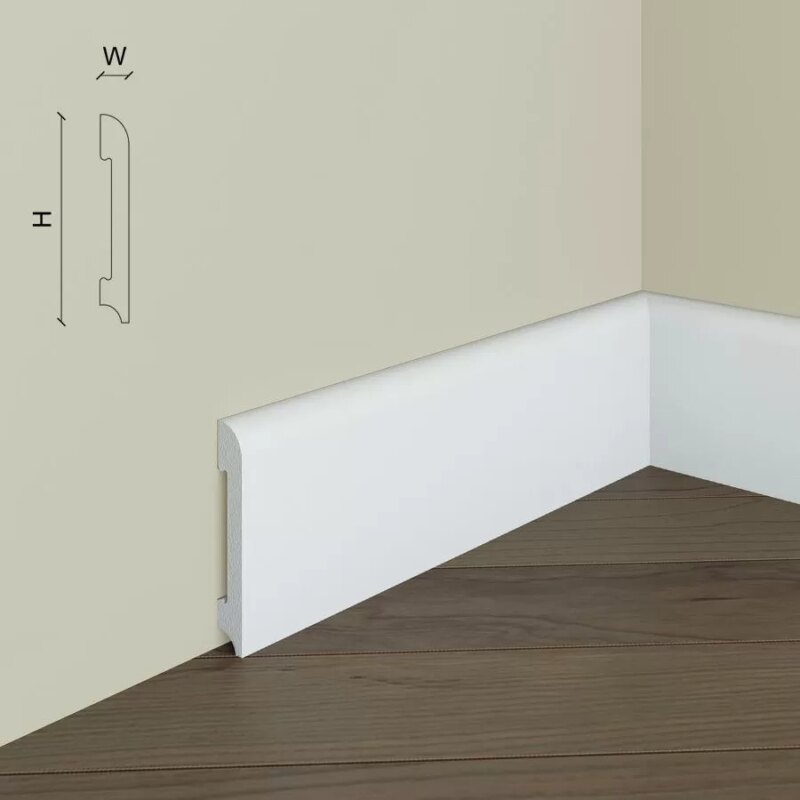 Plinta alba polimer rigid, Manavi S4, 80x13x2000 mm - imagine 3