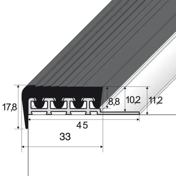 Profil A97 argintiu cu insertie A98 negru 2.5 M