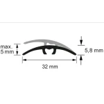 Profil trecere, pardoseli, aluminiu anodizat, surub mascat, S66, 32 mm