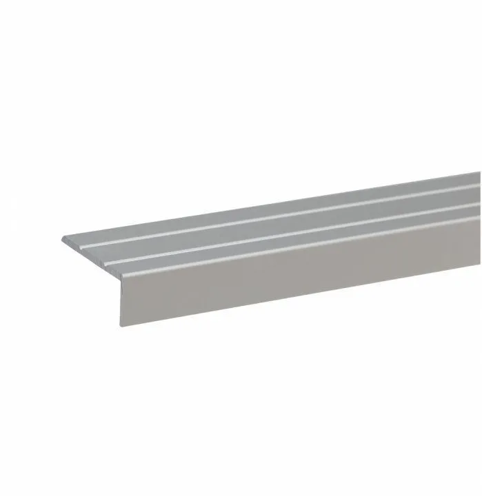 Profil aluminiu treapta, autoadeziv, argintiu, antiderapant, SET S46, 25x10x100 mm