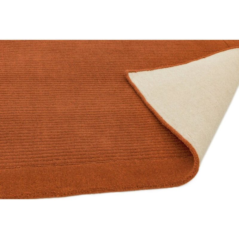 Covor pufos terracotta din lână lucrat manual modern model uni York Runner Terracotta 9 mm 068x240 cm YORK068240TERR - imagine 3