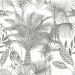 Tapet alb gri model tropical animal din vinil Grandeco Kidatu Grey and White Wallpaper JF3501 10 ml x 0.53 ml