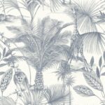 Tapet albastru model tropical animal din vinil Grandeco Kidatu Blue Wallpaper JF3502 10 ml x 0.53 ml