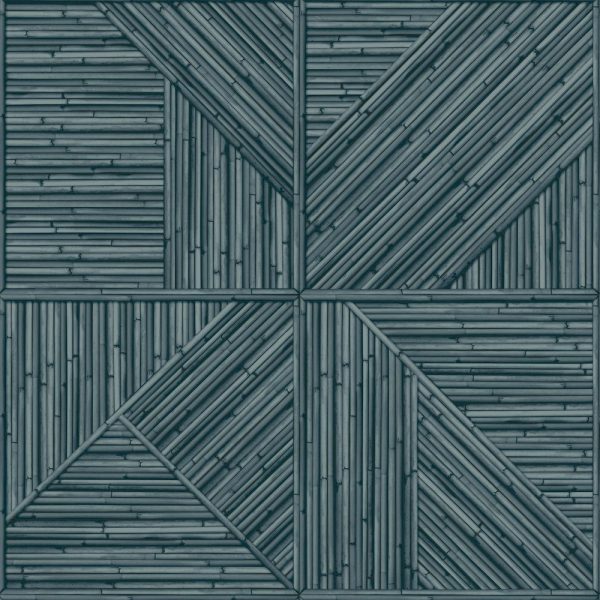 Tapet albastru model wood din vinil Grandeco Paglia Blue Wallpaper 10 ml x 0.53 ml