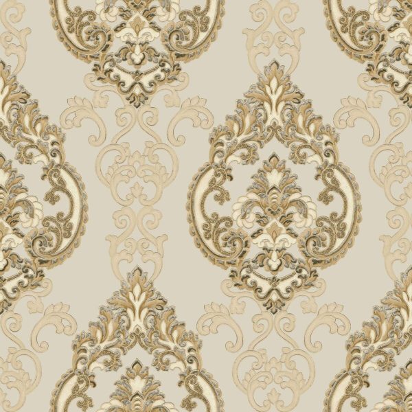 Tapet bej, floral clasic, lavabil, elegant, Cristiana Masi Lusso 42527, 1.06x10.05 m