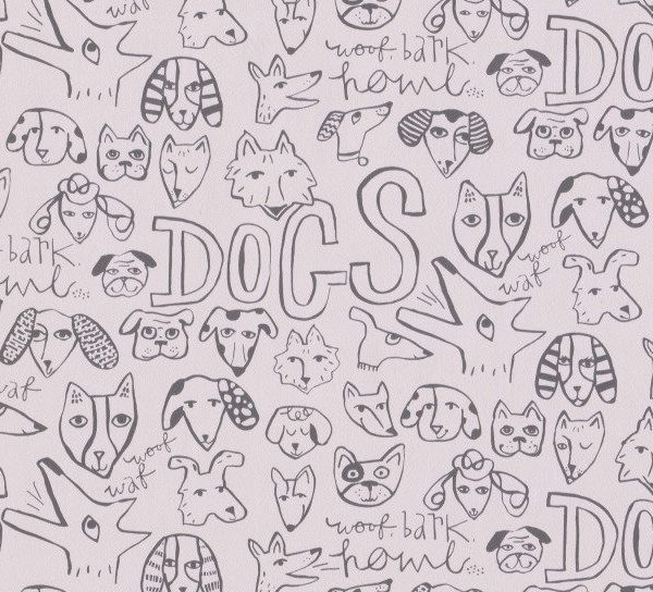 Tapet copii, design Dogs, roz negru, Smalltalk 219254