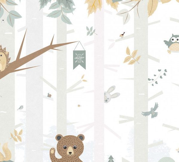 Tapet copii personalizabil BN Smalltalk Forest Animals 1 30809b culoare Gri Maro Multicolor