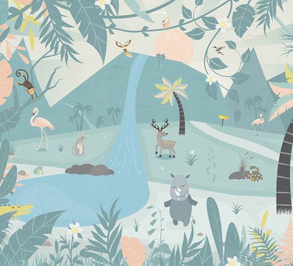 Tapet copii personalizabil, animale tropicale Smalltalk, 30801
