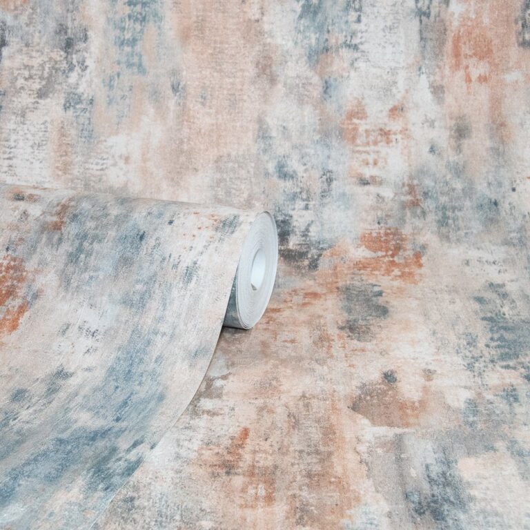 Tapet crem bej teal model uni concrete plaster din vinil Grandeco Bosa Plain Teal Wallpaper JF1102 10 ml x 0.53 ml