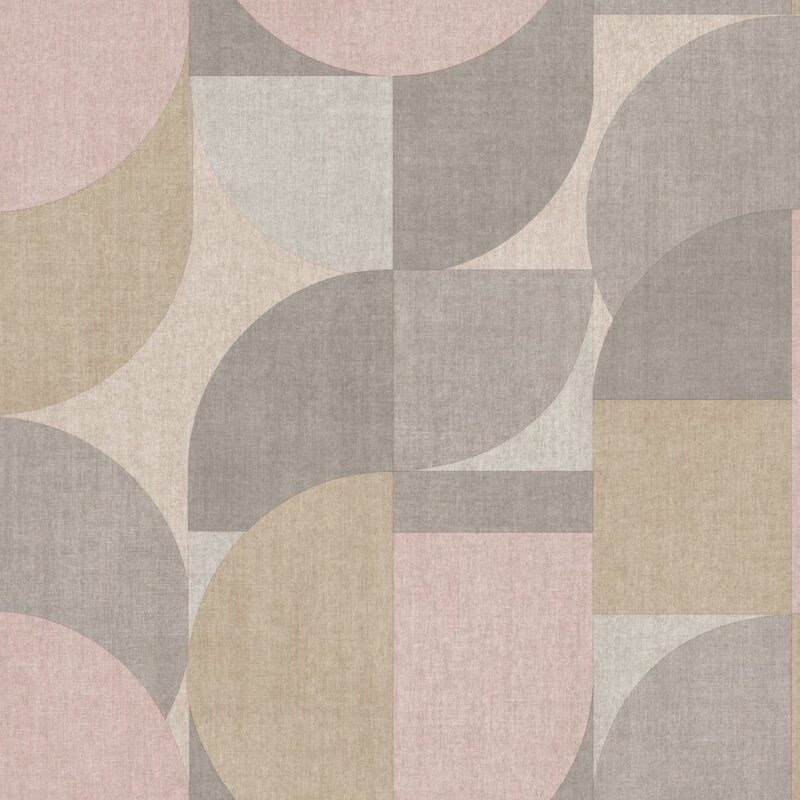 Tapet Grandeco geometric, roz-gri, Bauhaus, 10 m x 0.53 m, JF3101 - imagine 2