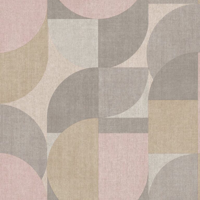 Tapet Grandeco geometric, roz-gri, Bauhaus, 10 m x 0.53 m, JF3101