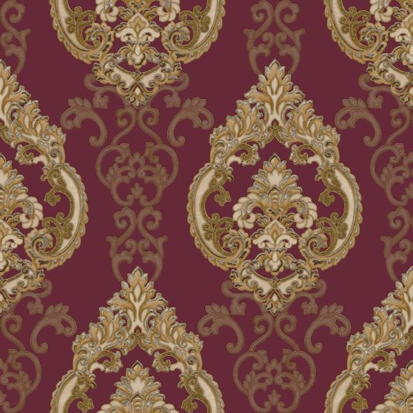 Tapet rosu model floral clasic lavabil Cristiana Masi Lusso 42528 1.06 ml x 10.05 ml