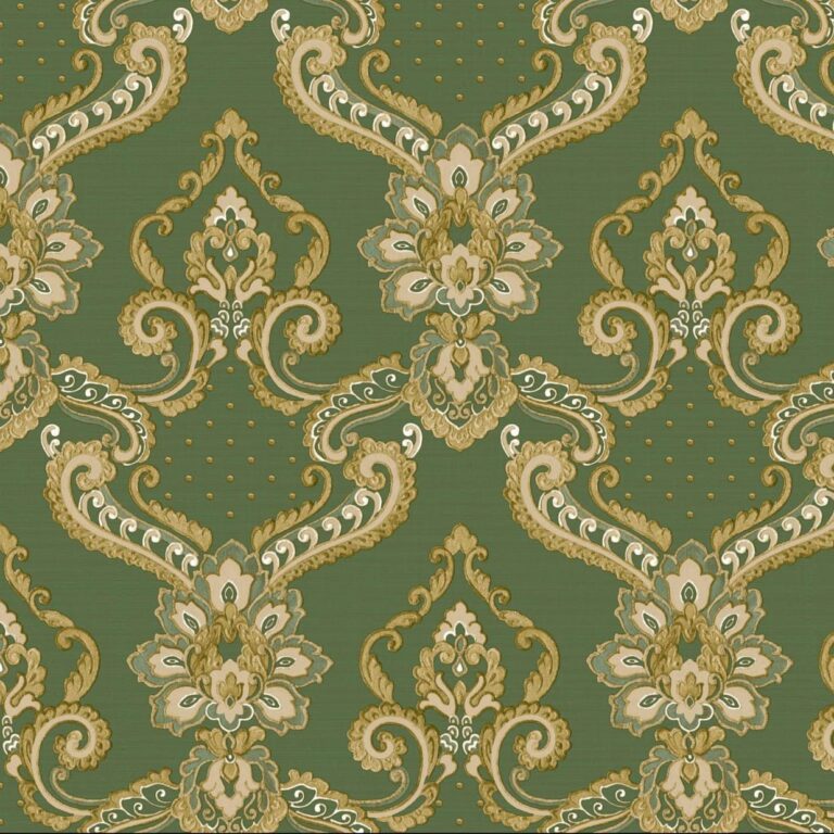 Tapet verde model baroc lavabil Cristiana Masi Lusso 42505 1.06 ml x 10.05 ml