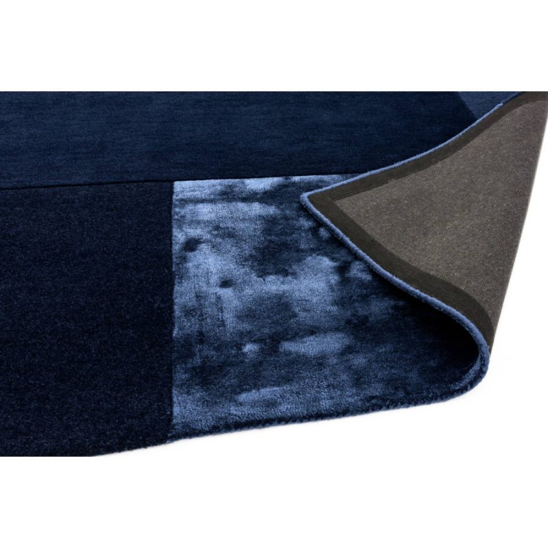 Covor navy din lână vâscoză lucrat manual modern model geometric Tate Navy 9 mm 120x170 cm TATE120170NAVY - imagine 4