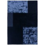 Covor navy din lână vâscoză lucrat manual modern model geometric Tate Navy 9 mm 200×290 cm TATE200290NAVY