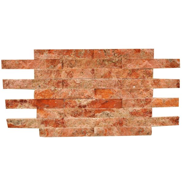 Travertin rosu placaj, scapitat, 30x5 cm, 2 cm grosime
