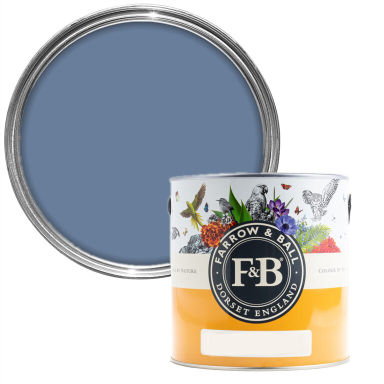 Vopsea albastra satinata 20 la suta luciu pentru exterior Farrow and Ball Exterior Eggshell NHM Ultra marine Blue No.W29 750 ml