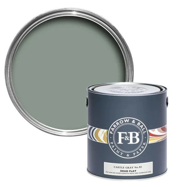 Vopsea ecologică gri mata 2 la suta luciu pentru interior Farrow Ball Dead Flat Castle Gray No. 92 750 ml